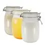 BPA-freier Metall-Click-Deckel Kunststoff Tiernahrungsbehälter Ersatz, Lebensmittelgrad Luftdichter Mason Jar 1150ml 3er Pack