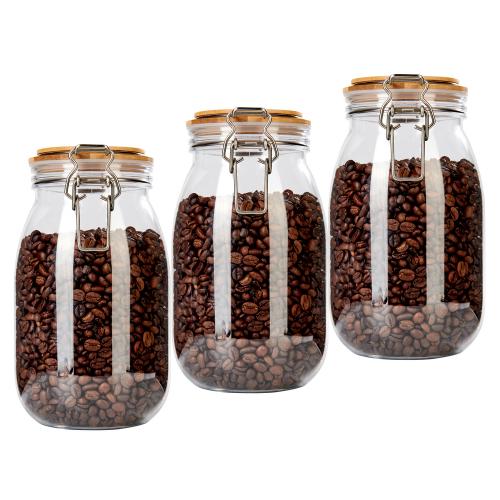 1650ml 3pcs wholesale high quality Kitchen food storage bottles jars clear spice tea coffee Plastic Pet Replaced Acrylic storage jar