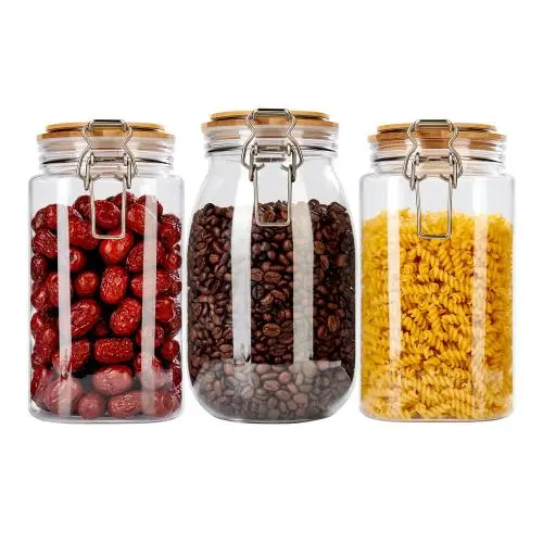 Bouteilles en acier inoxydable 304 3 pièces avec couvercle en bambou pour stockage de nourriture (idéal pour les lockers) Bouteilles en acier inoxydable 304 3 pièces avec couvercle en bambou pour stockage de nourriture (idéal pour les lockers)