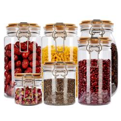 6-Piece Set BPA Free Clear Air Tight Easy Flip Open Lids Food Containers for Pantry Organization and Storage and Food Material Container