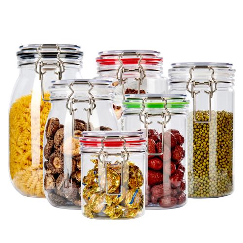 6 pack Plastic Large Airtight Cereal Multi Food Storage Container Set, Plastic Kitchen Storage,Pet Storage Set