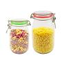 2 Large Size Empty Food Storage Jars Plastic with Lid and Silicone Ring Stainless locker