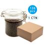 126pcs PET Coffee Containers, 300 ml Kitchen Serving Food Storage Canister with Sealed Wooden Lid, BPA-Free Clear Weed Container for Tea Leaves, Powder, Spice,Weed