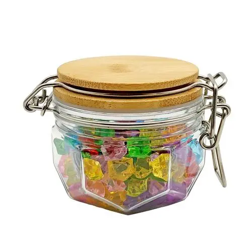 Hexagonal PET Apothecary Jar Candy Jar für Hochzeit Süßigkeiten Buffet Glaskaraffe mit Deckel
