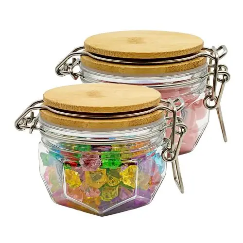 Hersteller bietet 2 Stk. 120ml Hexagon Kunststoffbehälter PET Aufbewahrungsbox Lichtbehälter Süßigkeiten PET Behälter & Deckel an