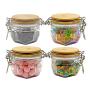 Jar Bottle World 4Pcs 100ml 100ml jars with bamboo lid, PET Pudding Jars Canning Jars for Yogurt Parfait Jam Honey Spices with Plastic Cap