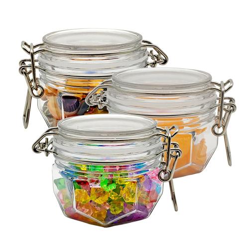 3-PACK 120ml Mini Hexagon PET Jars ,Mini Plastic Honey Jars in Bulk for Talented Kitchen. 120ml Mini PET Jar, Small Funnel for Bottles 