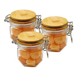 Jar Bottle World 3Pcs a Set 650ml / 22oz PET Jars PET Storage Jars Food Storage Jars Airtight Wood Lids Tea Coffee Bean Jar Cookies Flour Sugar Candy Spice Container