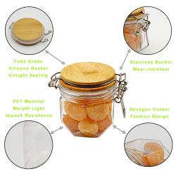 Jar Bottle World 3Pcs a Set 650ml / 22oz PET Jars PET Storage Jars Food Storage Jars Airtight Wood Lids Tea Coffee Bean Jar Cookies Flour Sugar Candy Spice Container