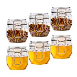 Unique 200ml 6pcs plastic pet honey jars for dessert honey sale of cheap