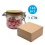 140PCS 200ml/ Leere, Wiederverwendbare Mini Klare PET-Flaschen mit versiegelter Bambusdeckel für Marmelade, Honig, Gewürze, Tee, Kaffee