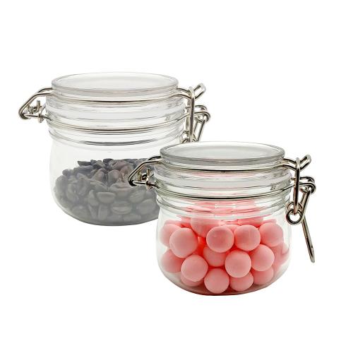 2pcs 175ml Clear Plastic Jars Containers with Airtight Lids for Kitchen Household Food Storage 