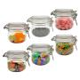 Kitchen Storage Containers With Lids Set of 6 Kitchen Canisters-Cookie, oatmeal, fruit, Rice and Spice Jars - Sugar or Flour Container - Big and Small Airtight Food Jar for Pantry