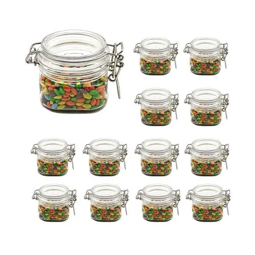 (12er Set) 150 ml Victoriertes eckiges PET-Glasbehälter mit Kunststoffdeckel – Lebensmittelbehälter, ideal für Verpackungen von Packaging For You