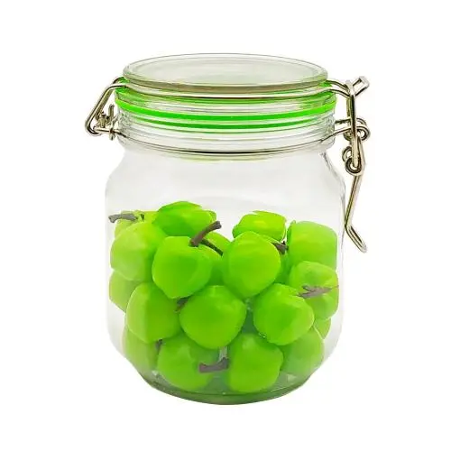 750ml Kunststoff-PET-Glasbehälter, dicht verschließbar mit Edelstahl-Metallclip, Lagerbehälterglasbehälter