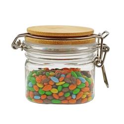 home goods sealed air tight plastic jar with bamboo lid