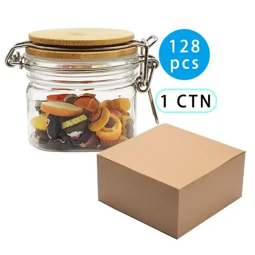 Bouteilles en plastique 128 pièces de 200 ml avec couvercle en bambou, pour stockage de produits de beauté, cuisine et produits ménagers - BPA Free Bouteilles en plastique 128 pièces de 200 ml avec couvercle en bambou, pour stockage de produits de beauté, cuisine et produits ménagers - BPA Free