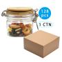 128pcs 200 ml plastic jar with Bamboo lid ,Refillable Wide-Mouth Plastic Slime Storage Containers for Beauty Products,Kitchen & Household Storage - BPA Free