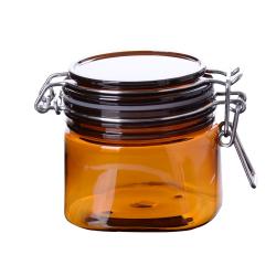 Large Seal face cream amber square 200ml cosmetic packaging plastic jar with UV clip cap