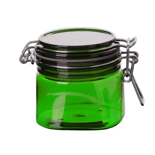 Large square shaped green acrylic cosmetic 200ml cream jar Large square shaped green acrylic cosmetic 200ml cream jar