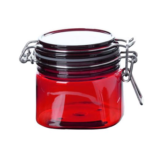 Empty red color plastic face mask plastic AS 200ml cosmetic jar