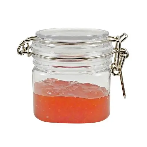 Lebensmittelechte Kunststoff-Pet-Tiegel mit Deckel, ideal für Süßigkeiten, Marmelade oder Honig.