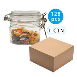 128pcs 200ml Airtight Squar Plastic Jar, Spice PET Jar With Leak Proof Rubber Gasket And Hinged Lid Compatible For Home