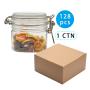 128pcs 200ml Airtight Squar Plastic Jar, Spice PET Jar With Leak Proof Rubber Gasket And Hinged Lid Compatible For Home