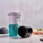 Black 200ml Frosted Plastic Pet Jars Feeling Bottle with bamboo lid and stainless buckle locker