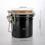 Black 200ml Frosted Plastic Pet Jars Feeling Bottle with bamboo lid and stainless buckle locker Black 200ml Frosted Plastic Pet Jars Feeling Bottle with bamboo lid and stainless buckle locker