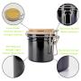 Food Storage Jar with Wooden Lid Ceramic Food Storage Jar Medium Ceramic Kitchen Container,Serving Tea, Coffee, Spice and More 2pcs