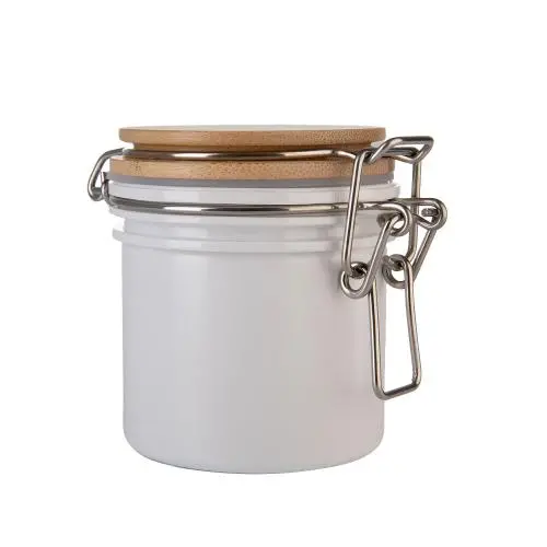 Holz-Top-Keksdose im traditionellen Stil von Teacera mit Bambusdeckel, geeignet als Gewürzglas oder Dekoratives Topf-Glas.