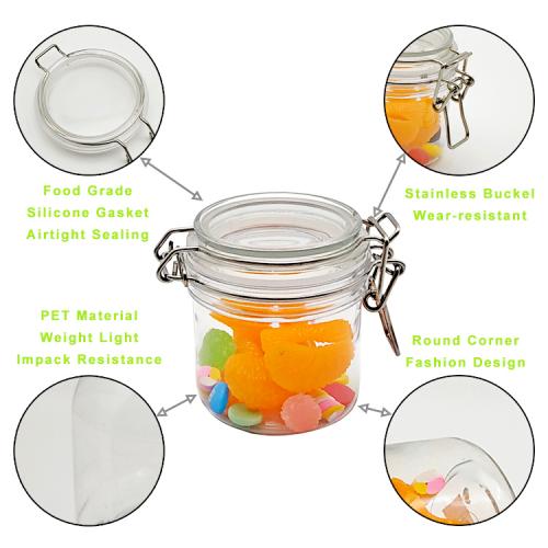 Jar Bottle World Airtight Food Storage Containers, PET Jars with Lids for Serving Candy, Cookie, Rice,Food - Set of 6 Jar Bottle World Airtight Food Storage Containers, PET Jars with Lids for Serving Candy, Cookie, Rice,Food - Set of 6