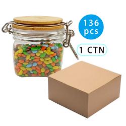 136pcs 220ml Shelf Floating Storage Jar Heat-resistant PET Tea Pot Portable Sealed Jar Creative Bamboo Plastic Pet Jar Replacement