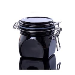 Empty black plastic cosmetic acrylic jar with black lid manufacturer 