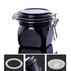 Empty black plastic cosmetic acrylic jar with black lid manufacturer 