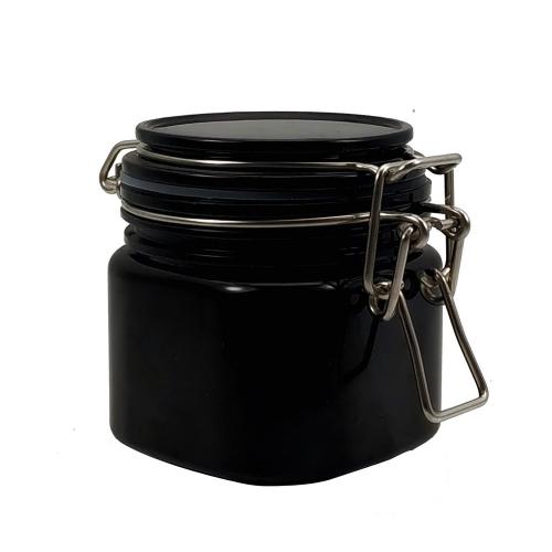 Food Honey Packaging Plastic Spice Mason Jars With Airtight Top Lids Black Empty Cookie Container Storage 