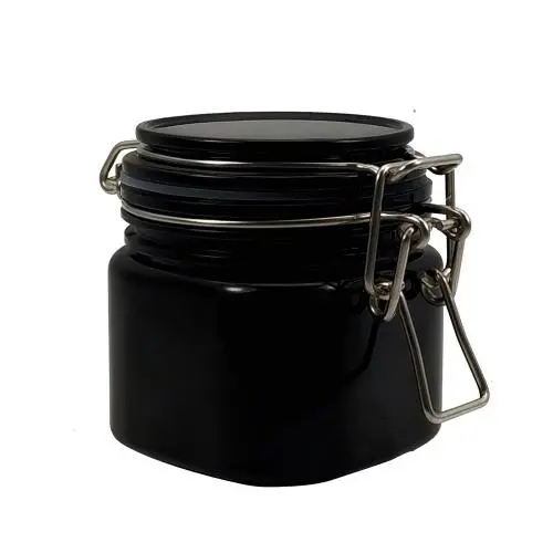 Food Honey Packaging Plastic Spice Mason Jars With Airtight Top Lids Black Empty Cookie Container Storage 