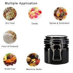 Food Honey Packaging Plastic Spice Mason Jars With Airtight Top Lids Black Empty Cookie Container Storage 