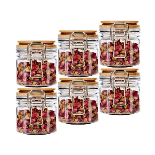 6pcs 250ml Boîtes en Plastique PET Square Transparent avec Couvercle en Bois 6pcs 250ml Boîtes en Plastique PET Square Transparent avec Couvercle en Bois