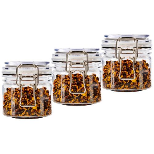 Hot sale 250ml 3pcs Clear pet recycled square plastic wide mouth jars with airtight seal lid 