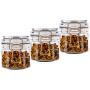 Hot sale 250ml 3pcs Clear pet recycled square plastic wide mouth jars with airtight seal lid 