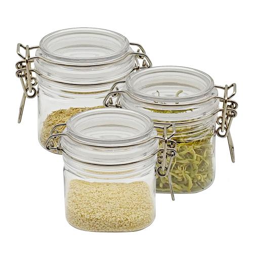 250ml 3pcs Square Plastic Pet Spice Containers 8oz/9oz, Spice Jars Bottles, Square 8 oz/9 oz Cruet Plastic Pet Spice Jars with Shaker Tops Lids