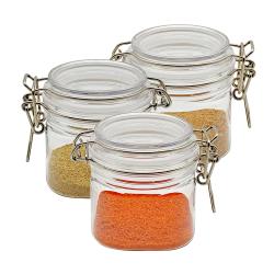 Wholesale 4oz 6oz 8oz Clear Square Plastic Spice Jar For Salt Pepper Contain With Cap Spice Jars 3pcs