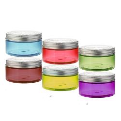 airtight cosmetic plastic jar with screw metal tin lid for skin care cream