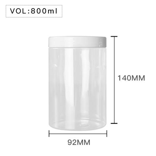 High Quality Plastic 800ml 27 oz Clear Round PET Jar with White Plastic Screw Lid Food Storage Container Sealed D92mm H140mm with Induction Seal Pad, More Lid's color option, black,silver,brown,transparent,golden High Quality Plastic 800ml 27 oz Clear Round PET Jar with White Plastic Screw Lid Food Storage Container Sealed D92mm H140mm with Induction Seal Pad, More Lid's color option, black,silver,brown,transparent,golden