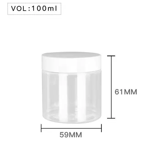 Hochwertige Kunststoff-10ml 4 oz Klare Runder PET-Behälter mit Weißem Kunststoff Schraubdeckel Lebensmittelbehälter Versiegelt D59mm H61mm mit Induktionsversiegelung, mehrere Deckelfarben verfügbar