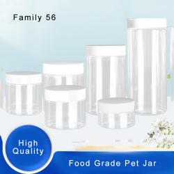 High Quality  Plastic 330ml 11 oz Clear Round PET Jar with White Plastic Screw Lid Food Storage Container Sealed D59mm H137mm with Induction Seal Pad, multiple lid's color available