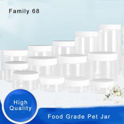 High Quality  Plastic 300ml 10 oz Clear Round PET Jar with White Plastic Screw Lid Food Storage Container Sealed D71mm H102mm with Induction Seal Pad, multiple lid's color available