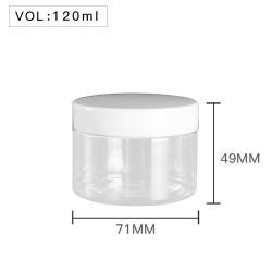 High Quality  Plastic 120ml 4 oz Clear Round PET Jar with White Plastic Screw Lid Food Storage Container Sealed D71mm H49mm with Induction Seal Pad, multiple lid's color available